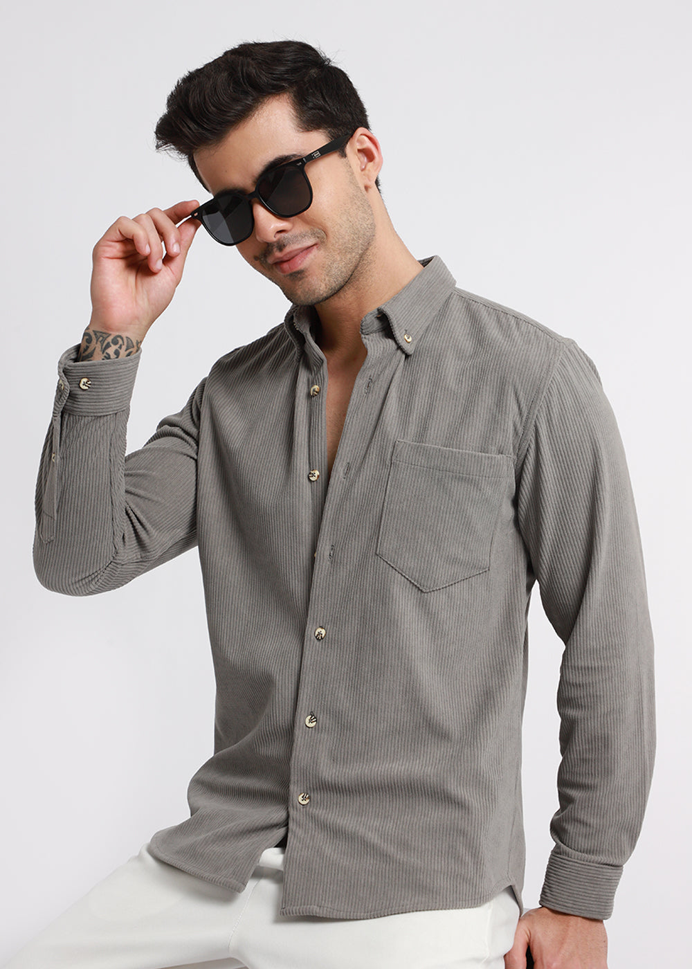 Misty Gray Corduroy Shirt