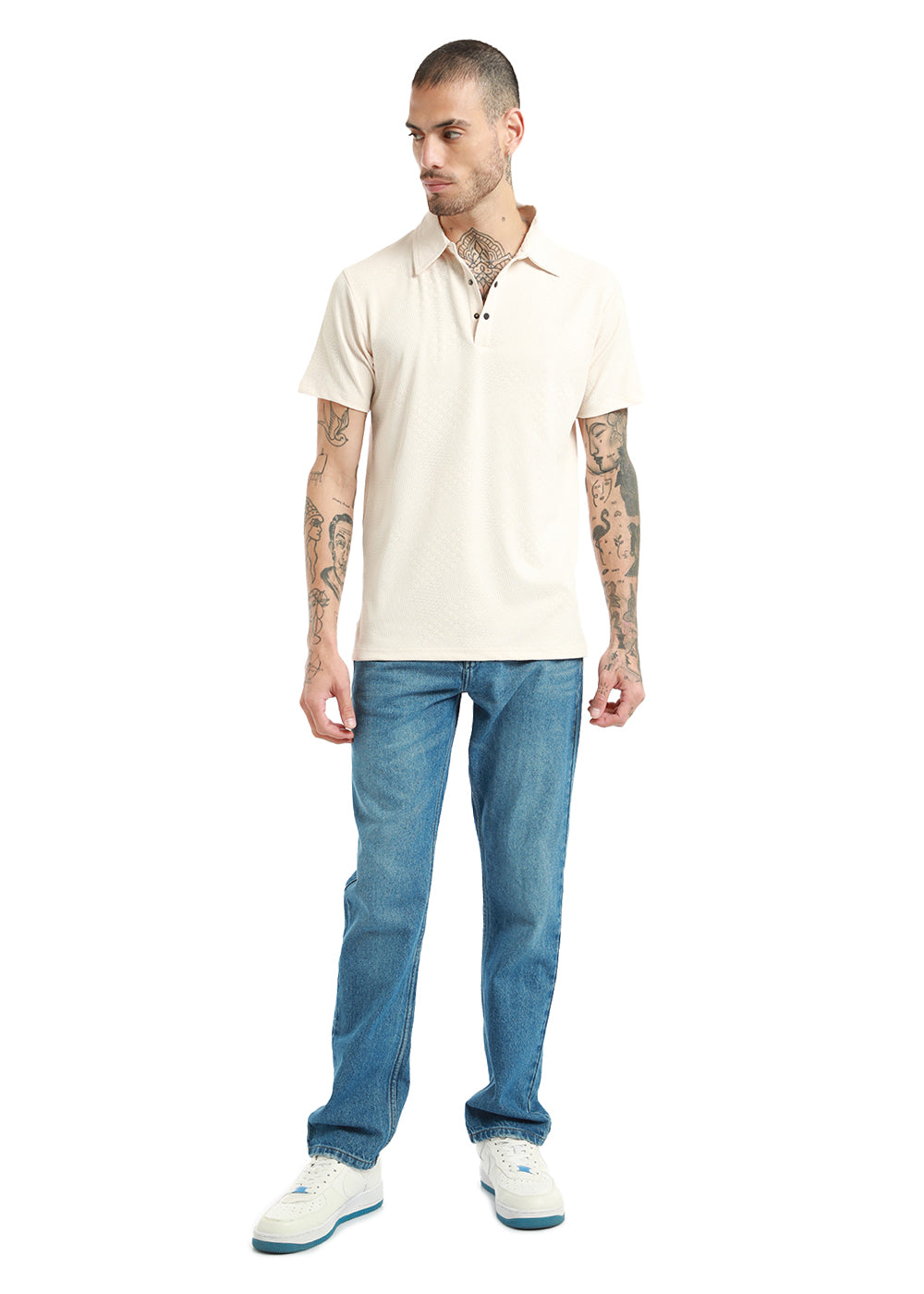 Off White Structured Polo Tshirt