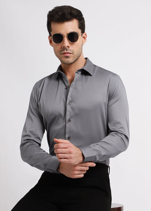 Hybrid Gray Satin Shirt