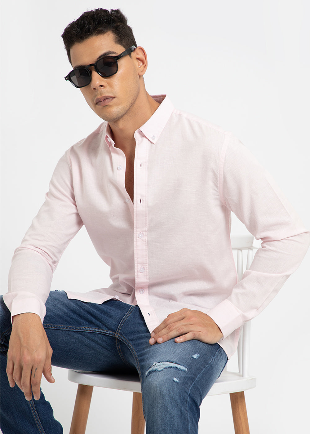 Light Pink Cotton Linen Shirt