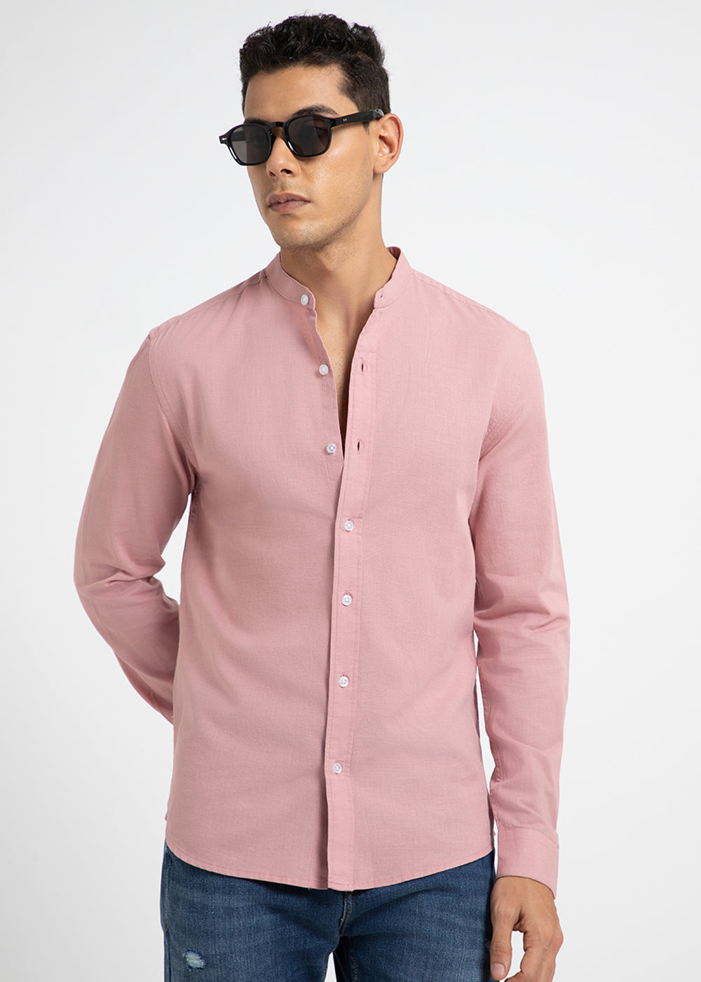 Sakura Pink Cotton Linen Shirt