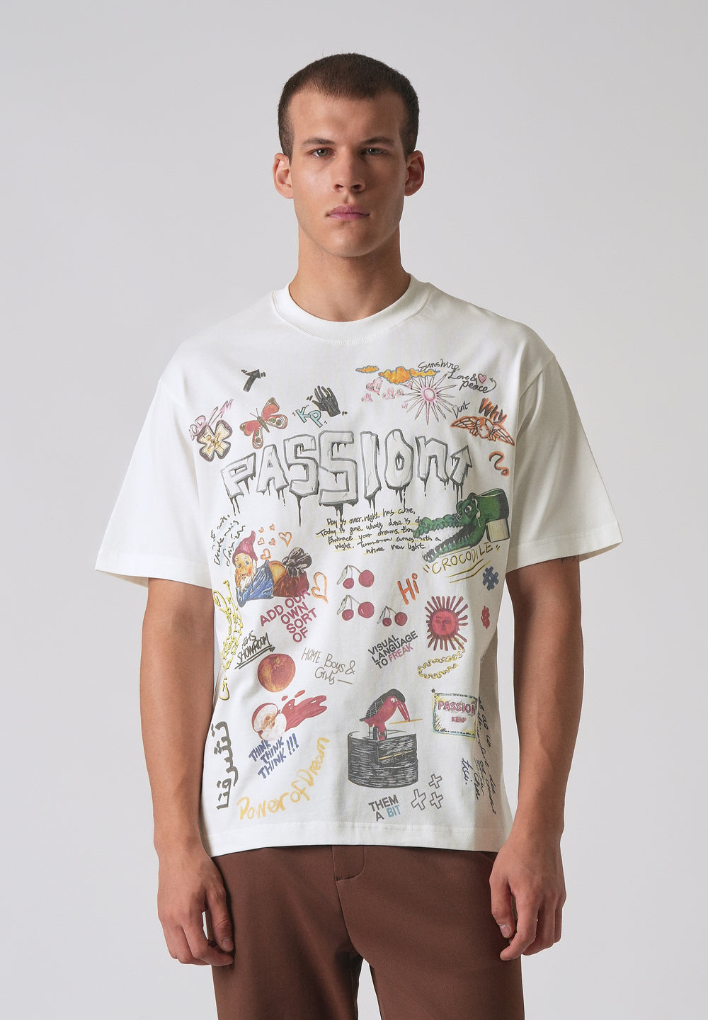 Passion White Printed Oversized T-shirt