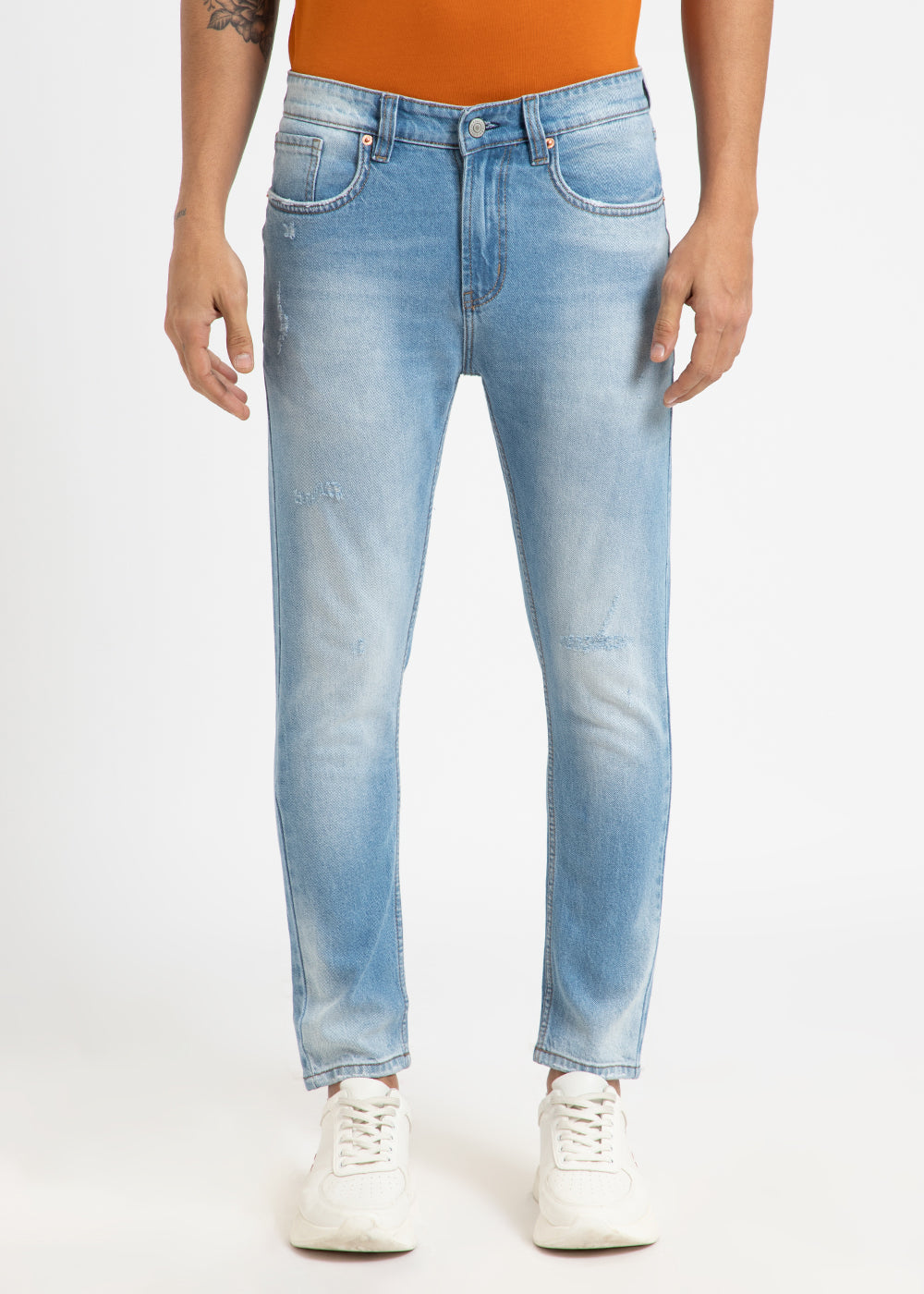 Ribbed Stone Blue Slim fit Jeans