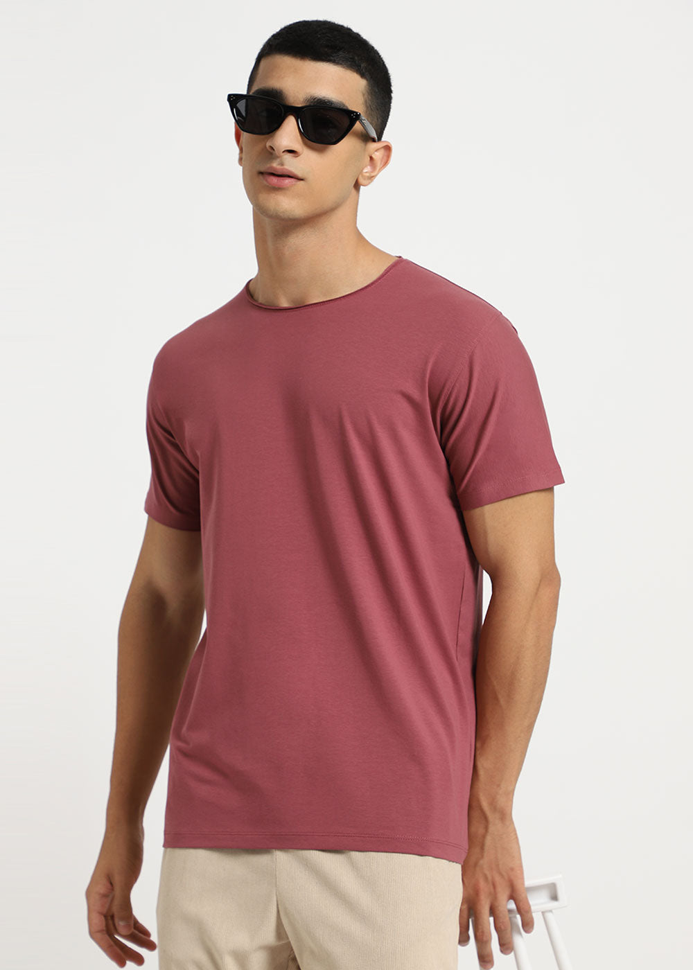 Salmon Pink Crew neck T-shirt