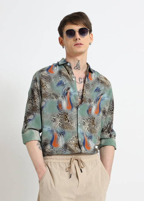 SnakeSkin Green Feather shirt