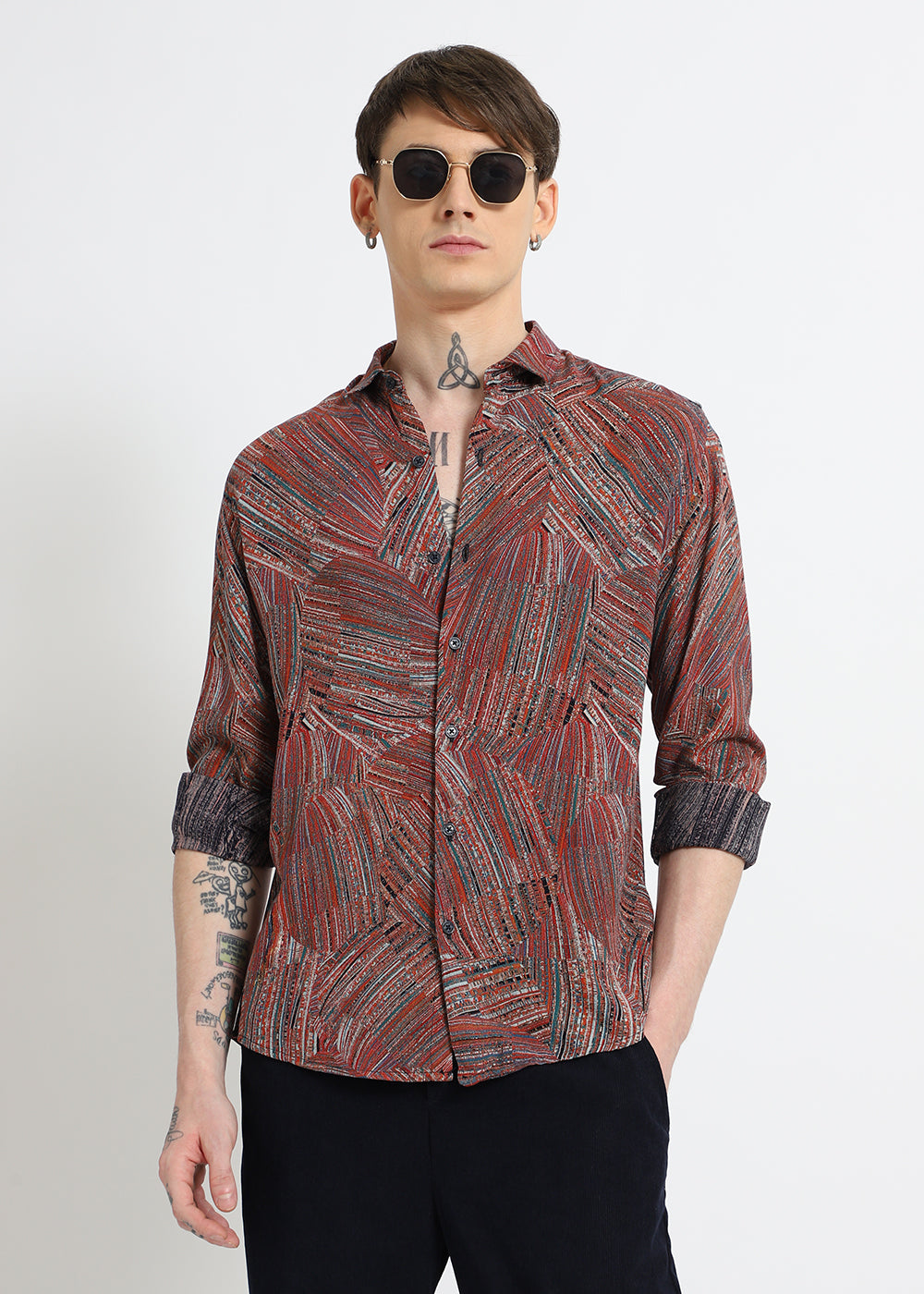 Serene Strokes Red Feather Shirt