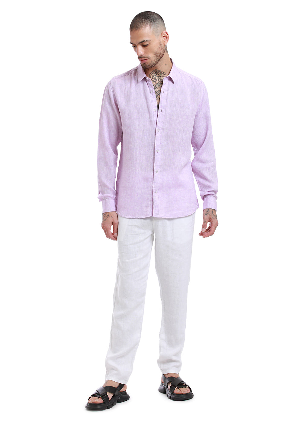 Pastel Purple 100% Linen Shirt