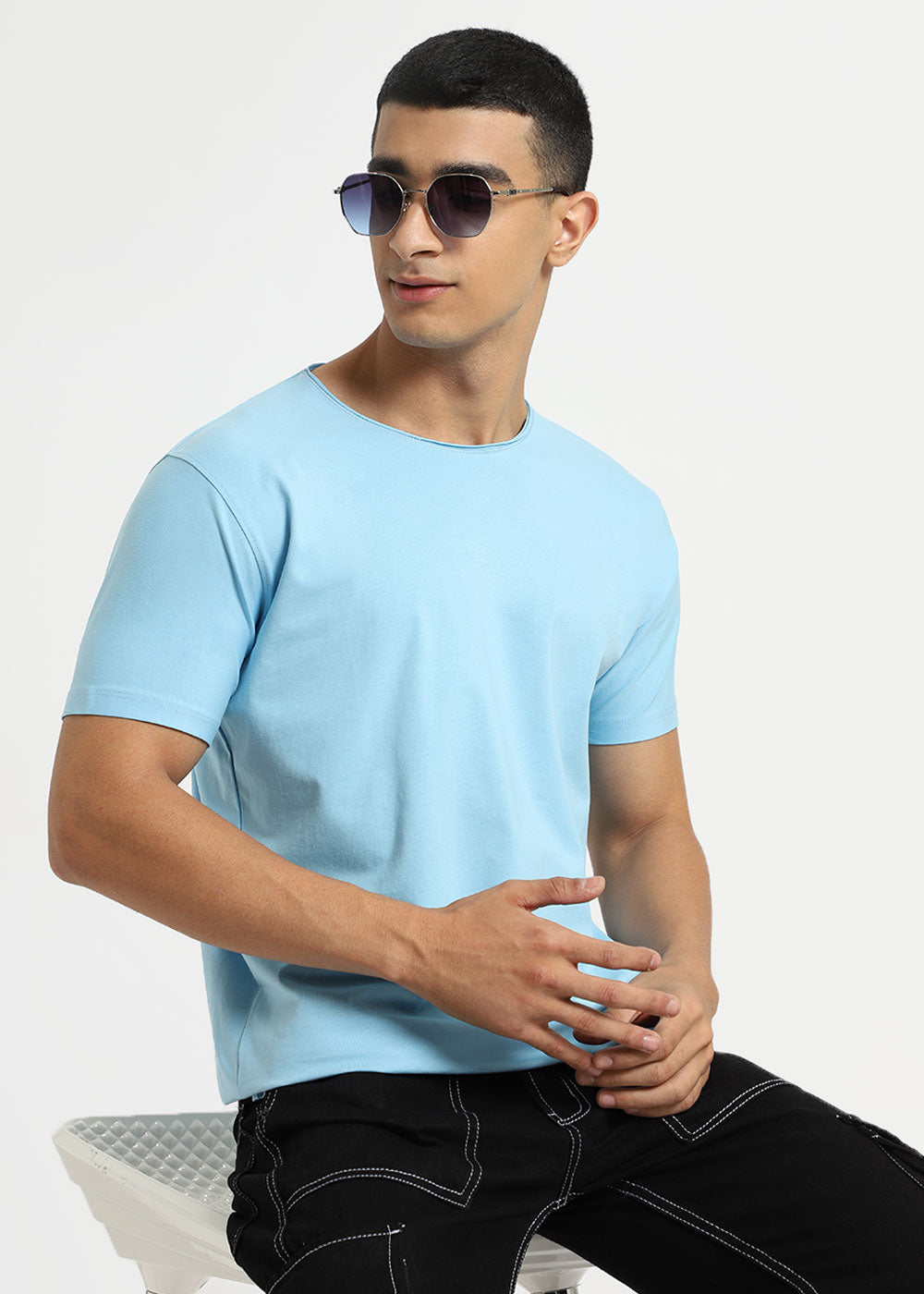 Light Blue Crew neck T-shirt