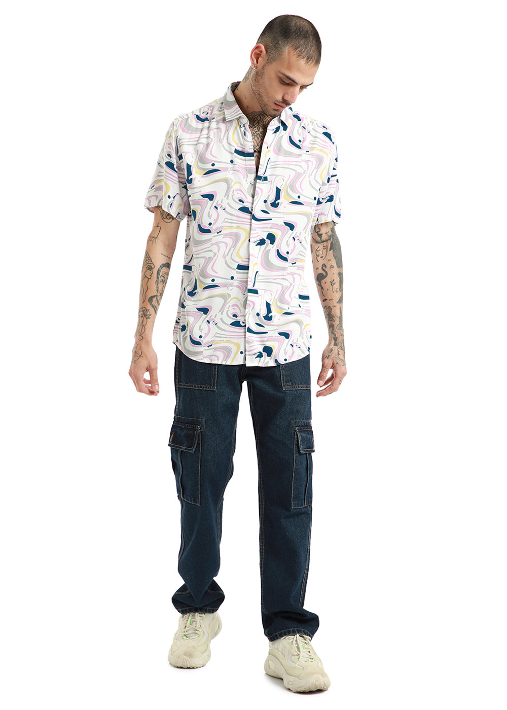 Ocean coast print half sleeve shirt