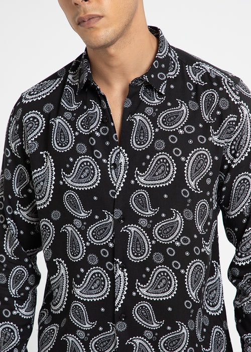 Charcoal Paisley Print Shirt