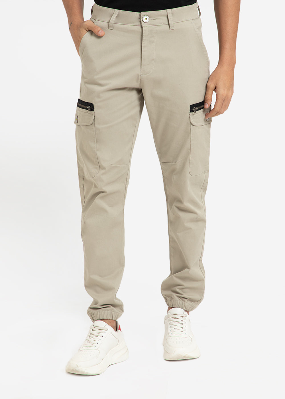 Oyster Beige Elasticated Cargo Pant