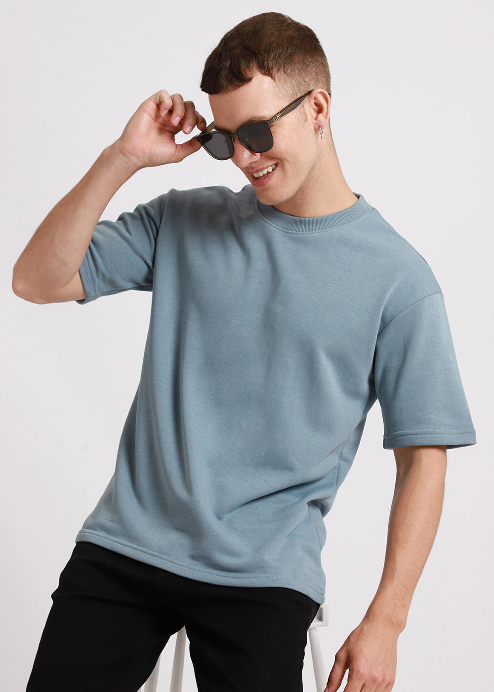 Ice Blue Oversized Basic T-shirt