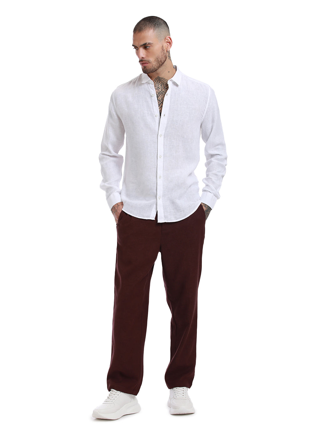 White Pure Irish Linen Shirt