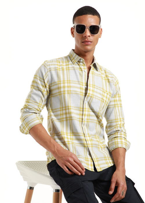 Melange Lime Green Check Shirt