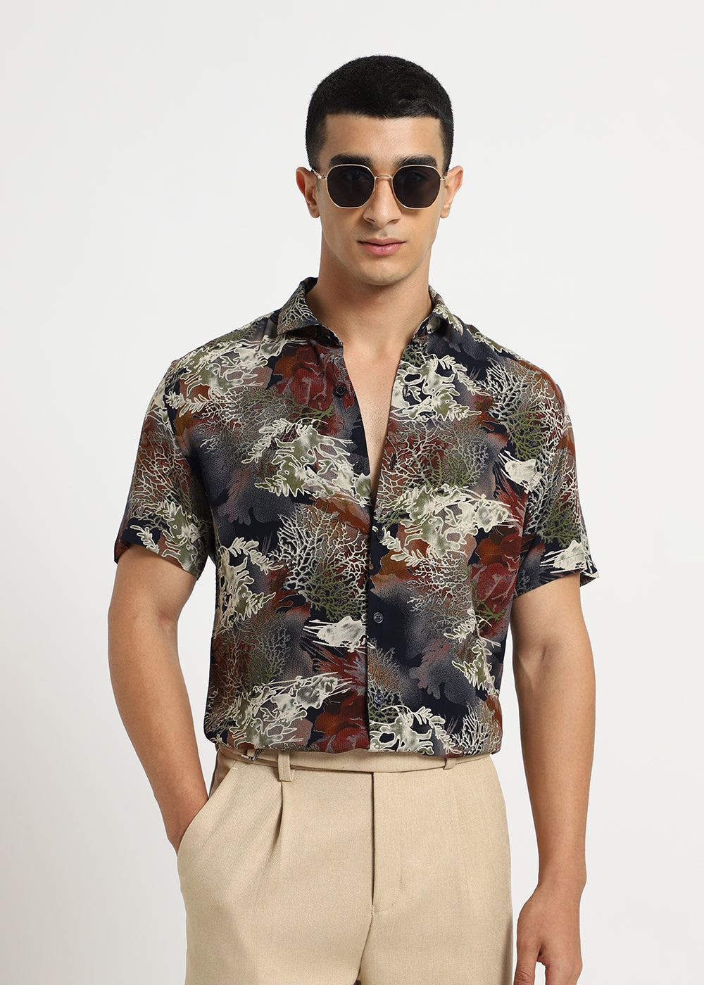 Coral Oasis Blue Feather shirt