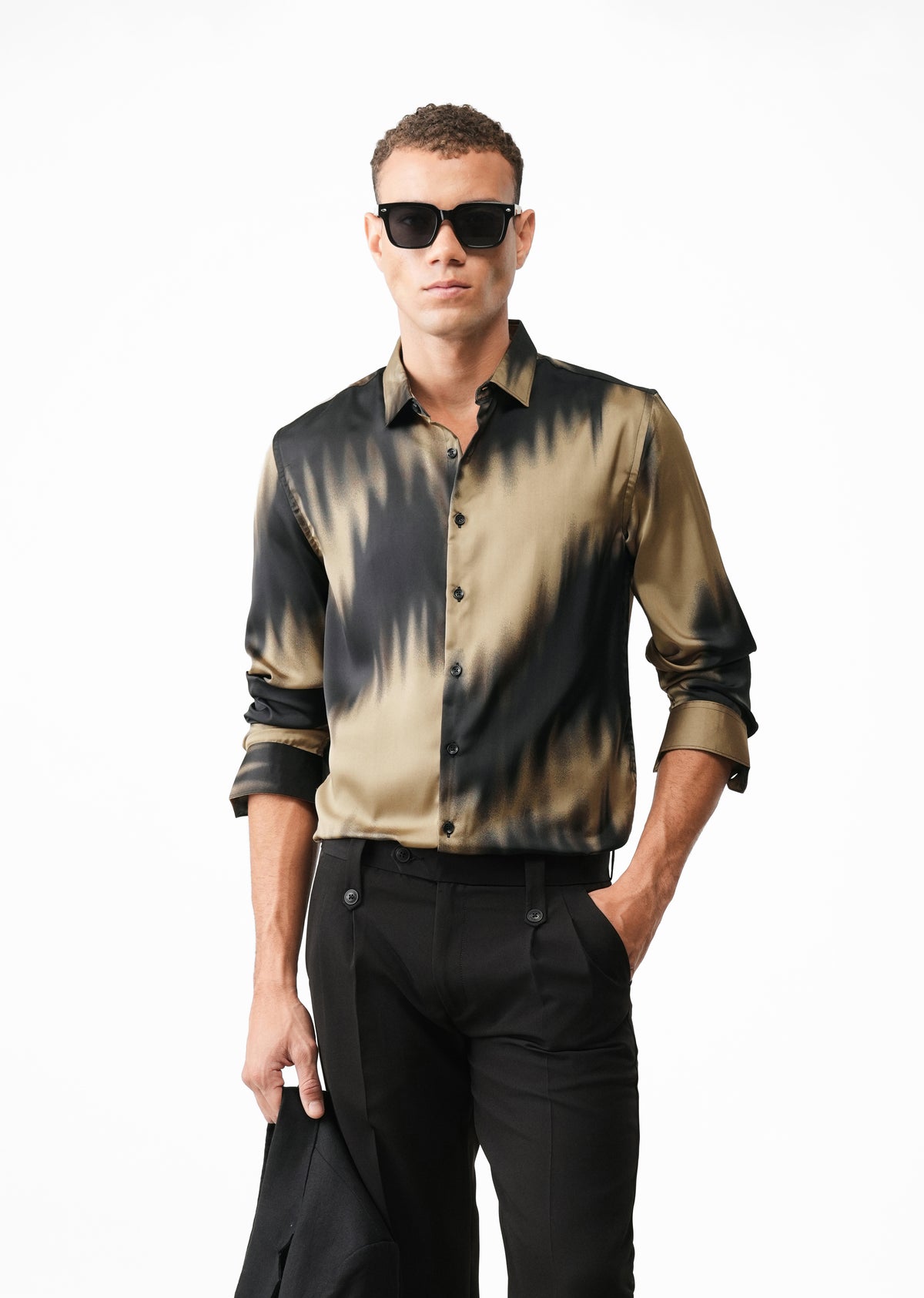 Golden and Black Abstract Print Shirt