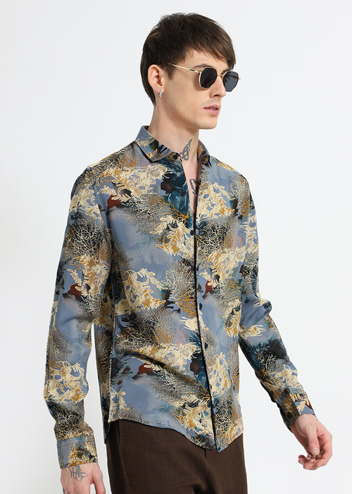 Coral Oasis Light Blue Feather shirt