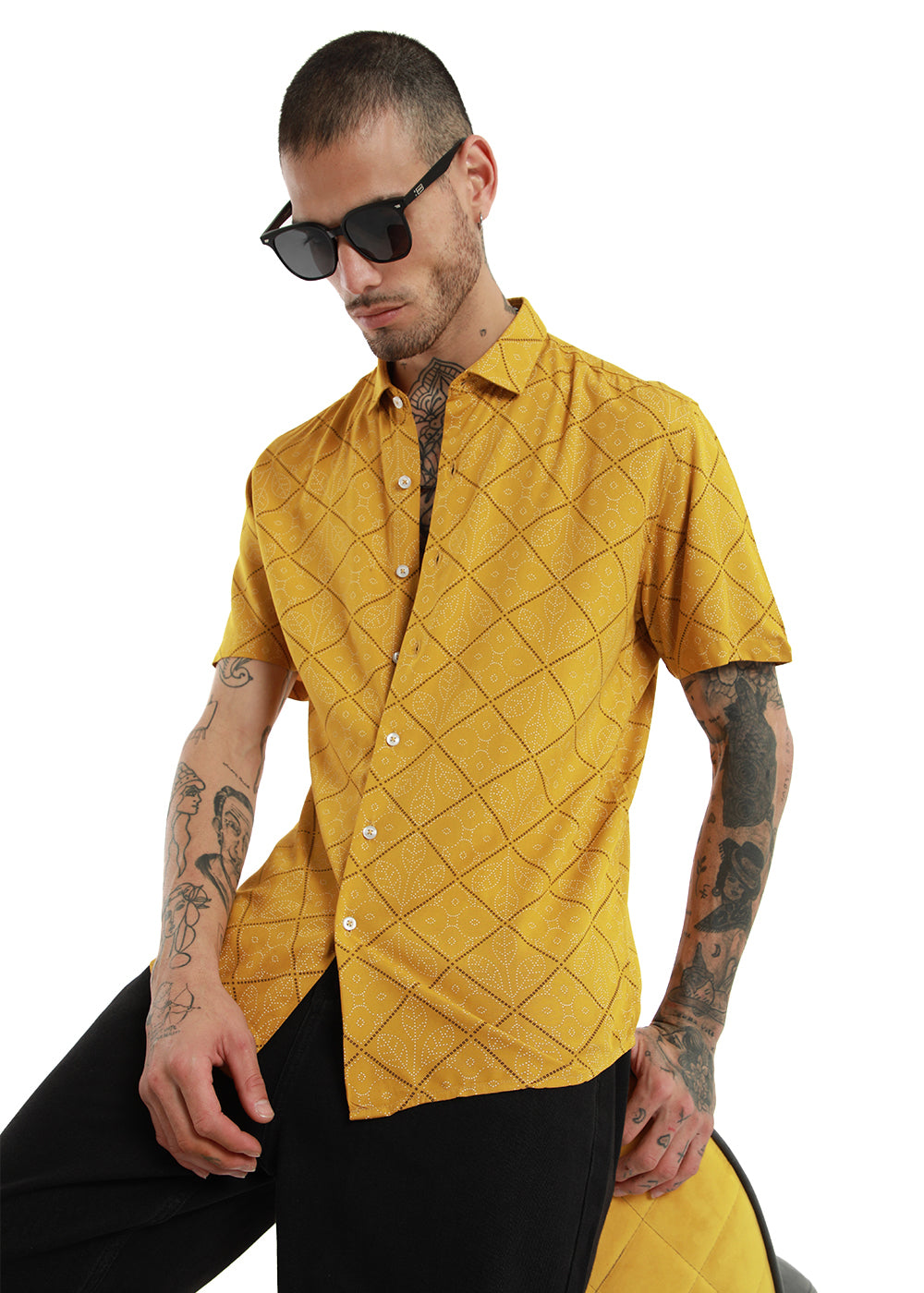 Buy Jacquard Leaf Print Half Sleeve Shirts