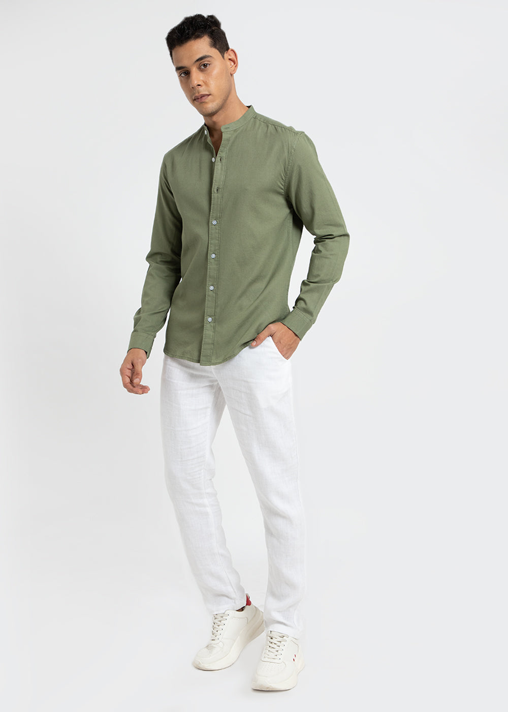 Kelly Green Cotton Linen Shirt