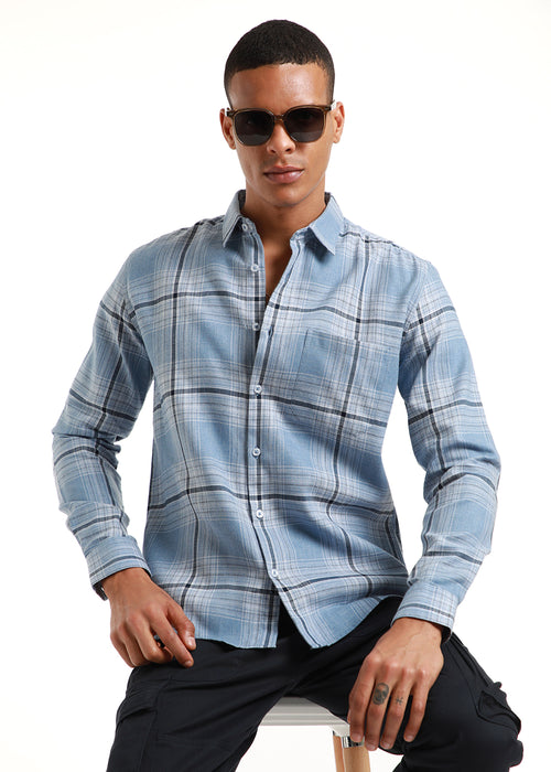 Melange Check Cool Blue Shirt