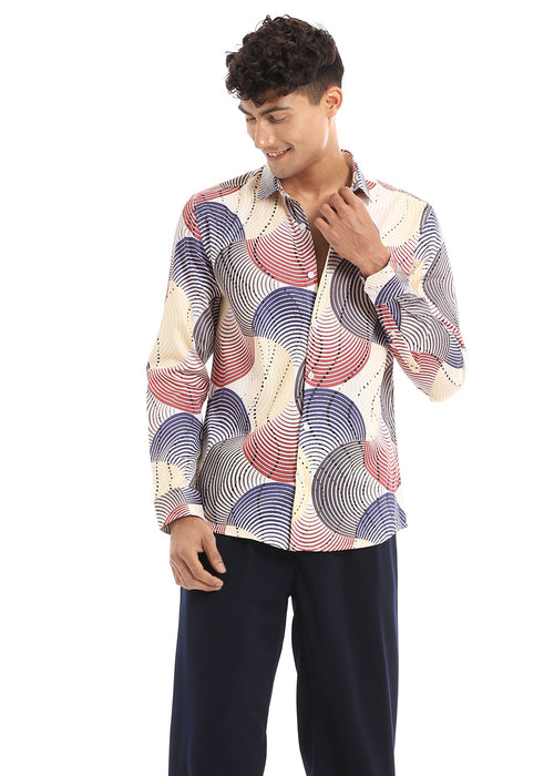 Circular Print Full-Sleeves Shirt