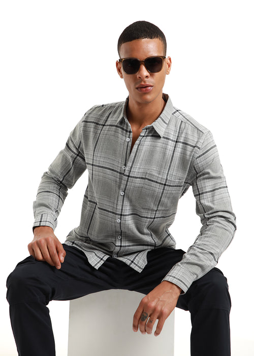 Melange Glacier Grey Check Shirt