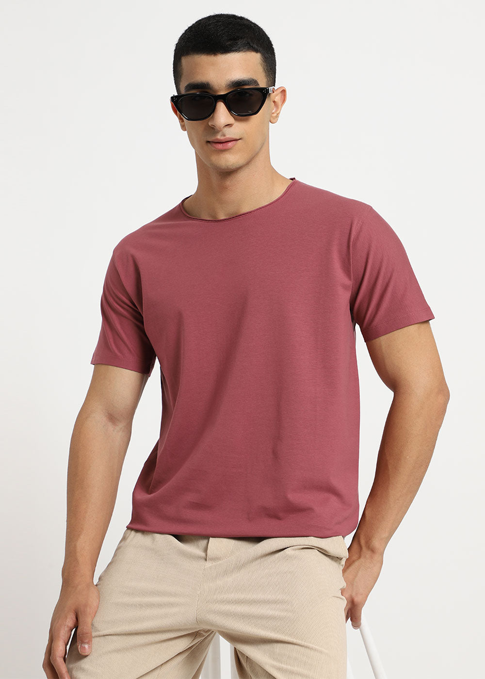 Salmon Pink Crew neck T-shirt