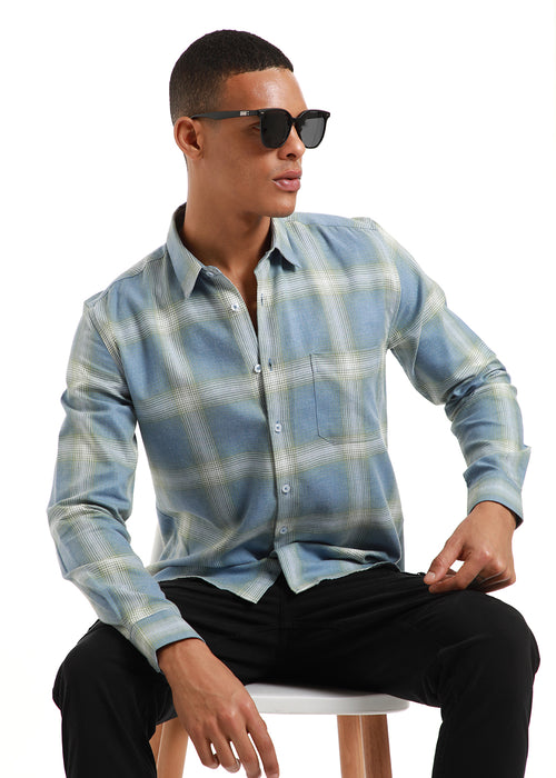 Melange Blue Bonnet Check Shirt