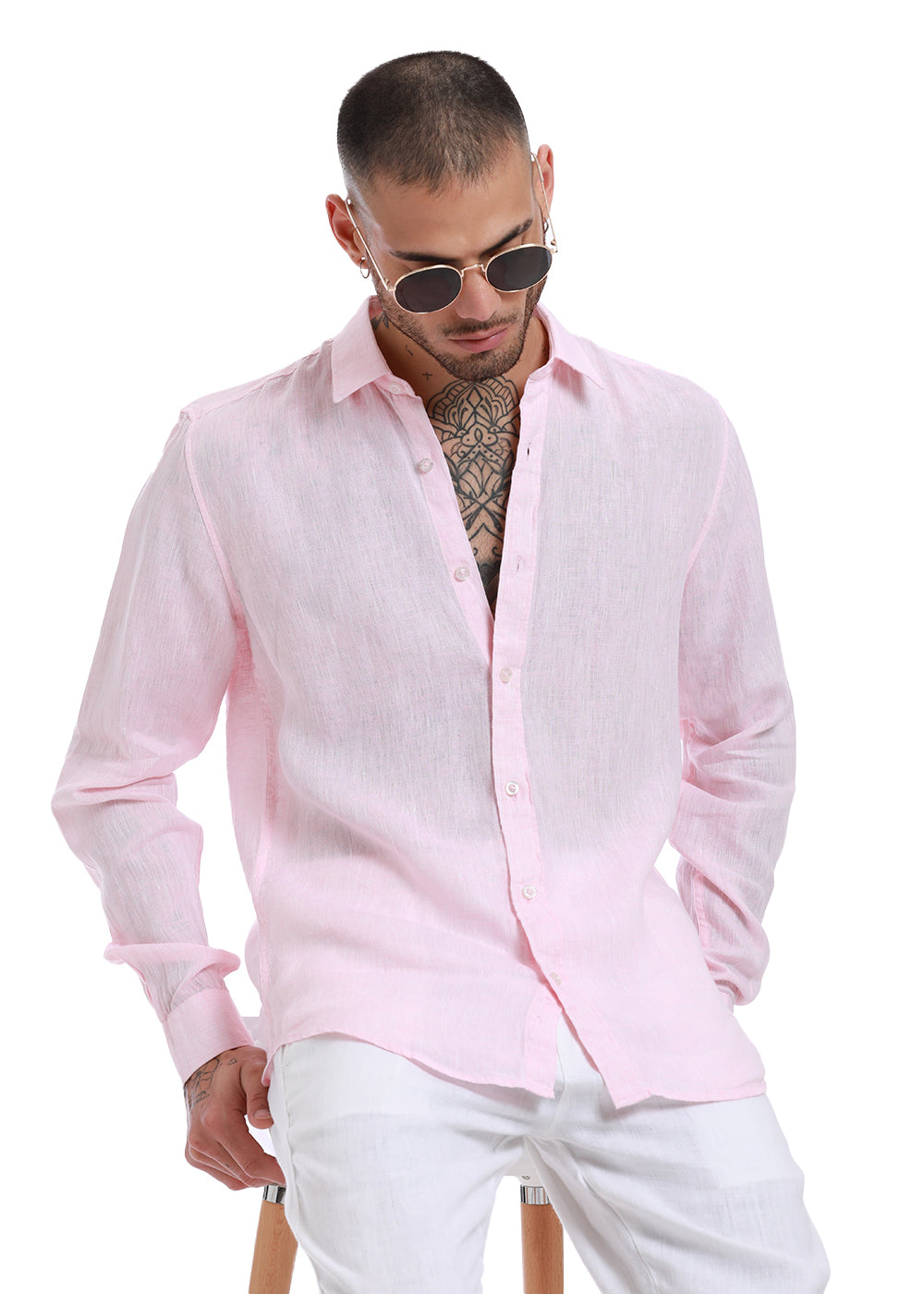 Stylish Pastel Pink Linen Shirt
