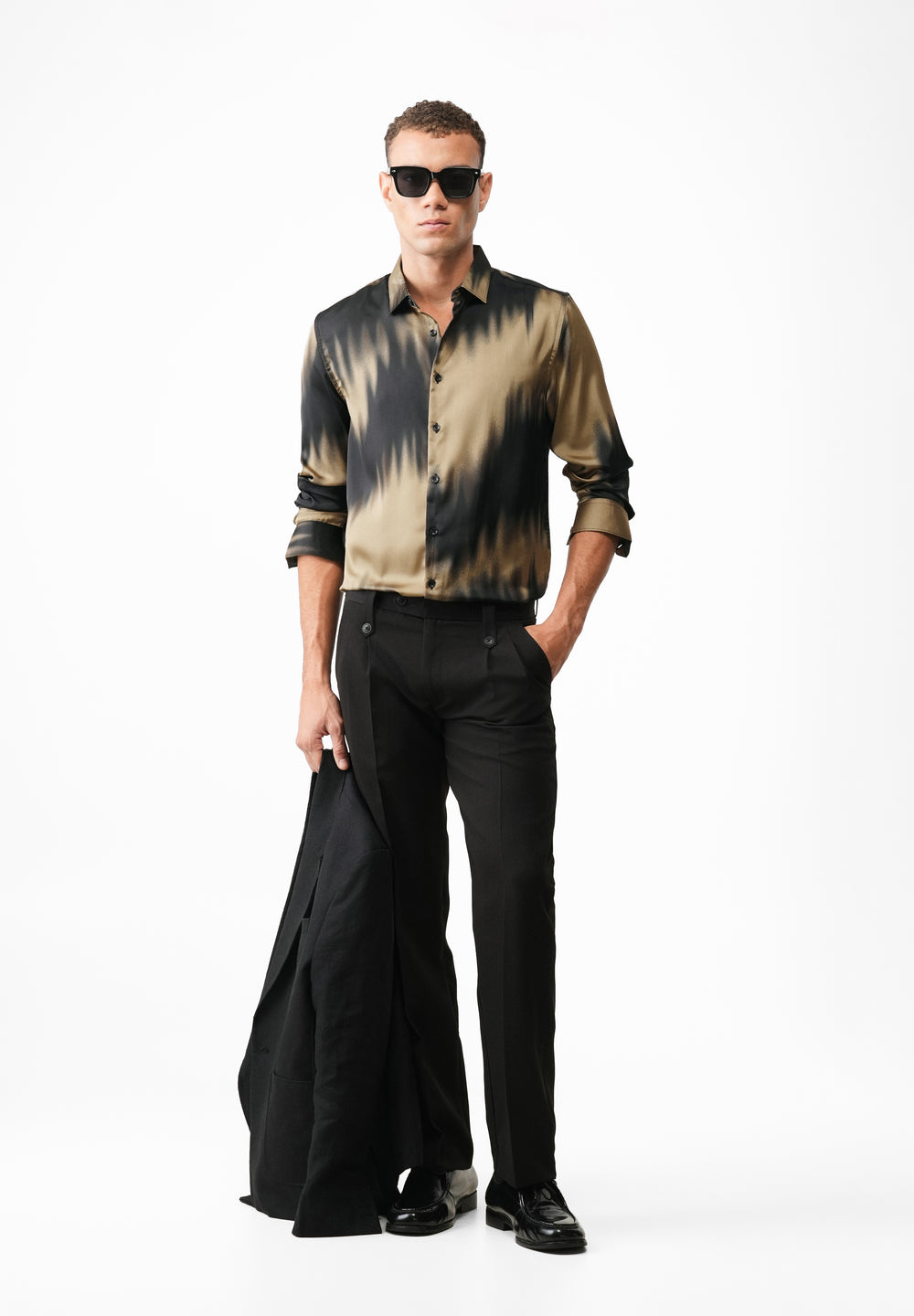 Golden and Black Abstract Print Shirt