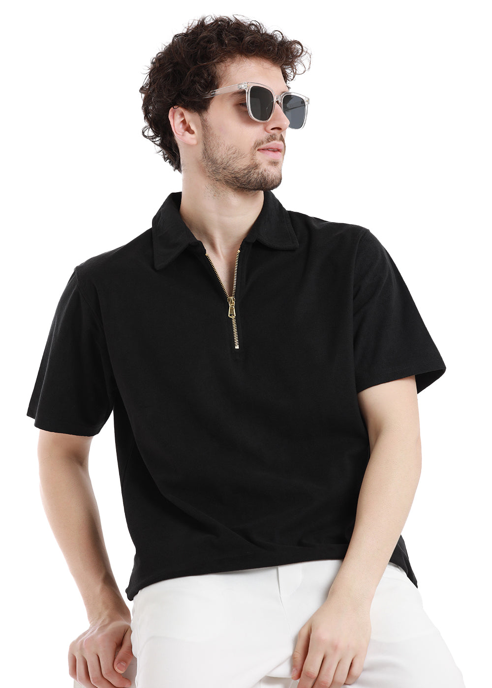 Caviar Black Zip polo T-shirt