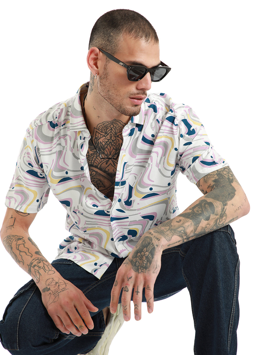 Ocean coast print half sleeve shirt