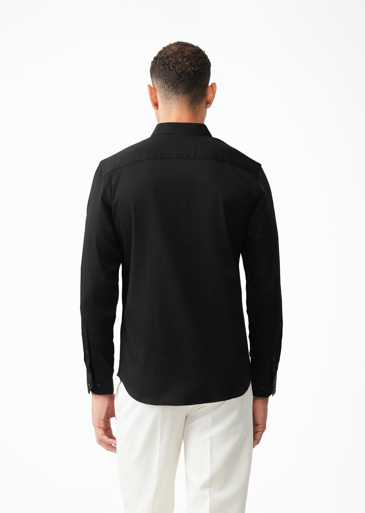 Metallic Chain Brooch Black Designer Shirt