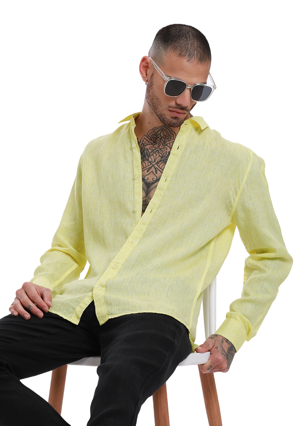 Lemon Yellow Pure Irish Linen Shirt