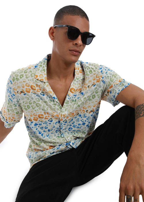 Exotic Fauna Print Half sleeve shirt