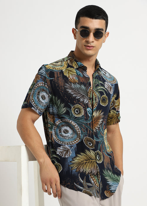 Areca Teal Feather shirt