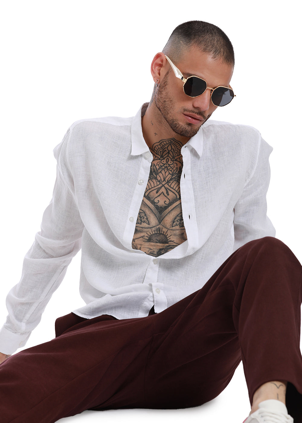 White Pure Irish Linen Shirt