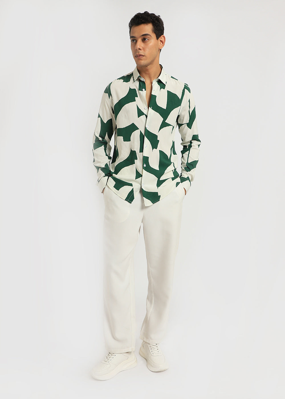 Abstract Green Print Full sleeve shirt