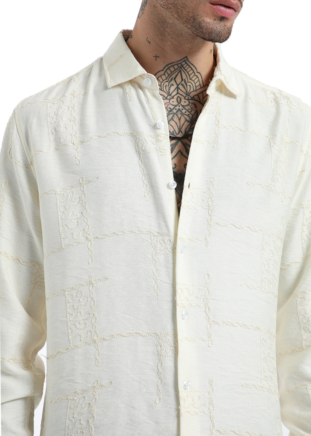 Off White Curvy Embroidery Shirt
