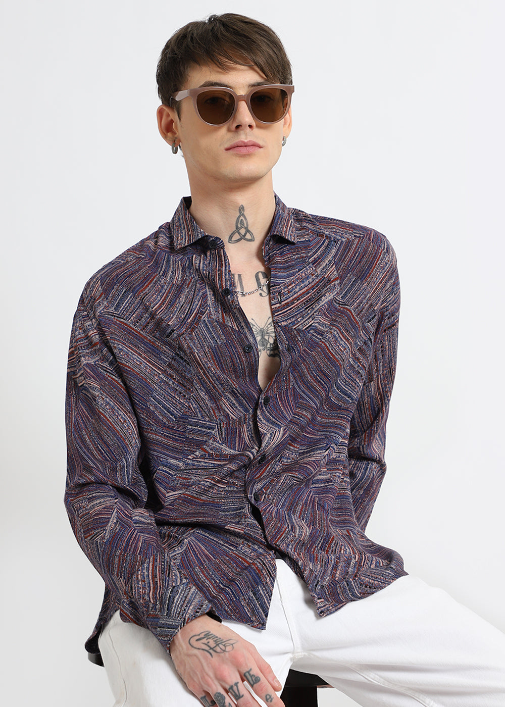Serene Strokes Violet Feather Shirt