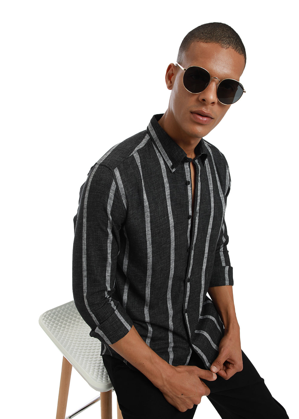 Melange Parallel Gray Stripe shirt