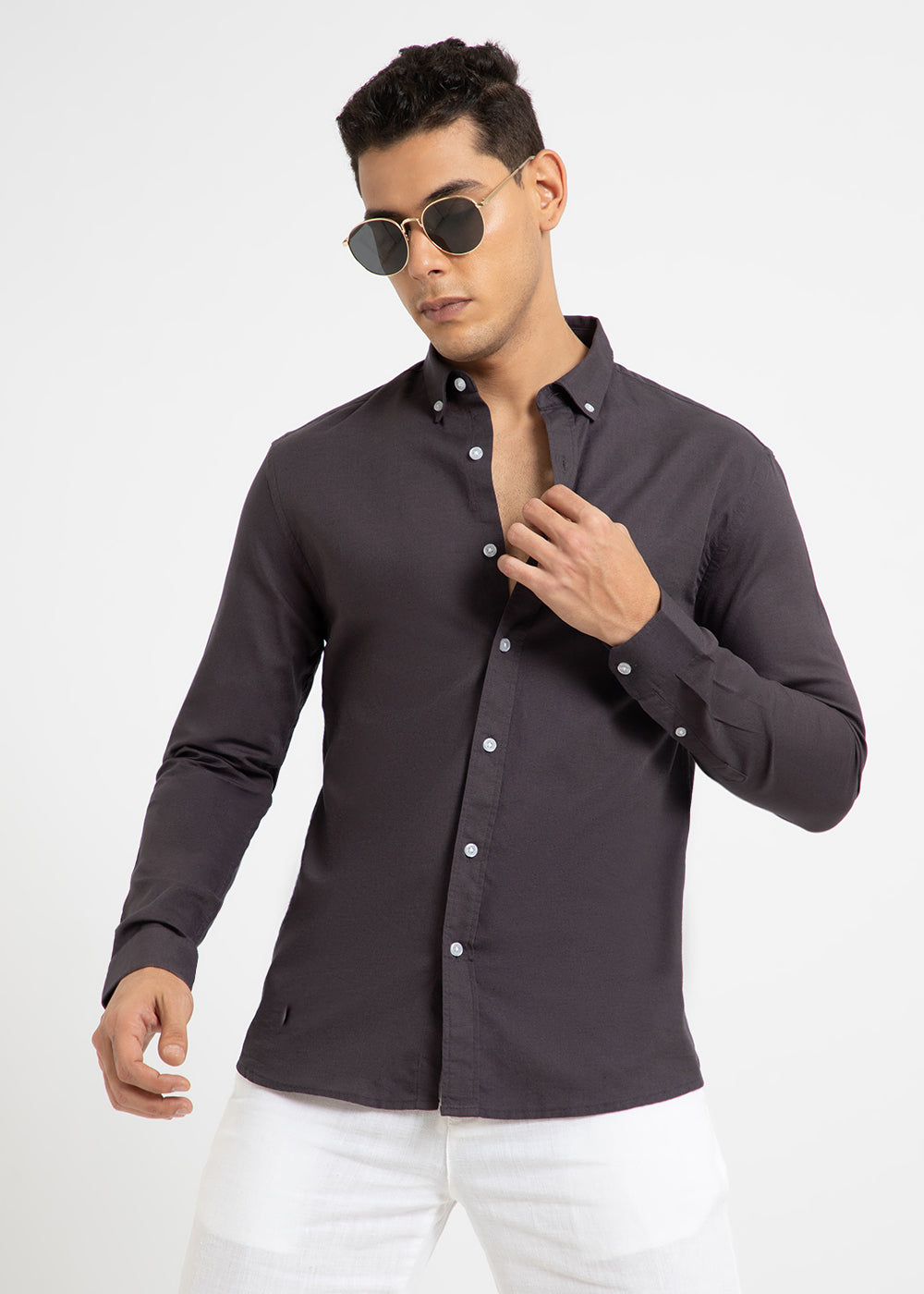 Granite Gray Cotton Linen Shirt