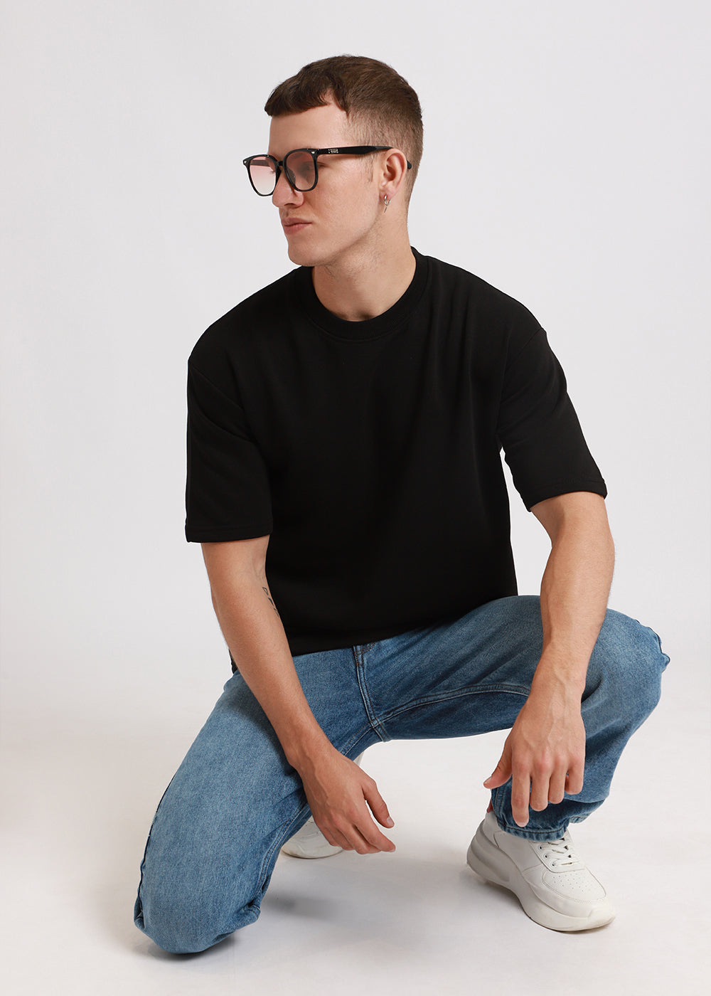 Slasher Black Oversized Basic T-shirt