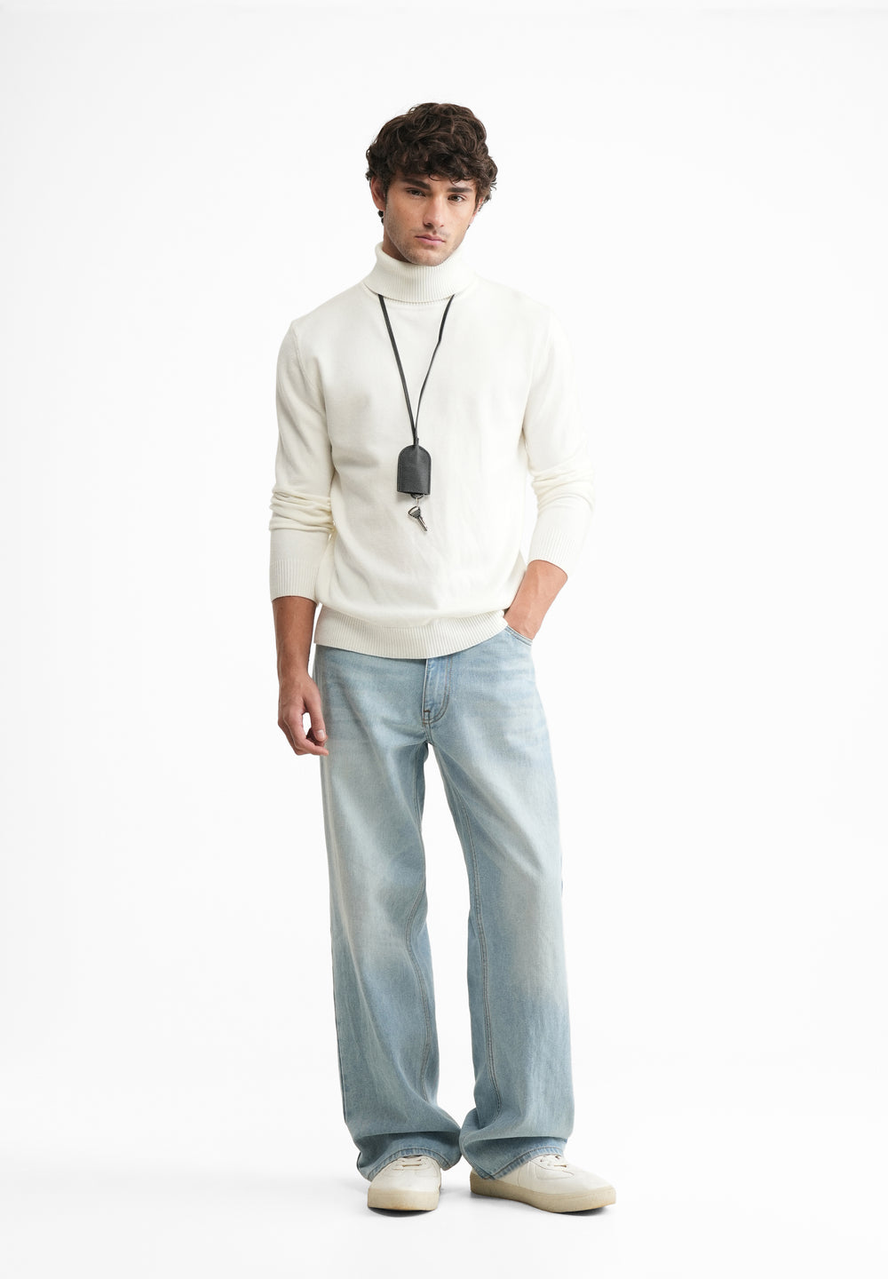 Off White Turtle-Neck Sweater