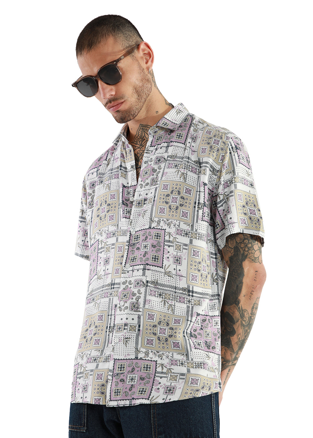Opaque print half sleeve shirt