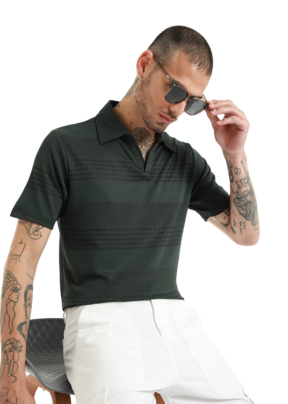 Jacquard Olive Polo Tshirt