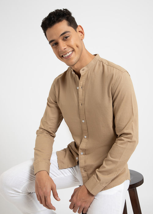 Aurora Beige Cotton Linen Shirt