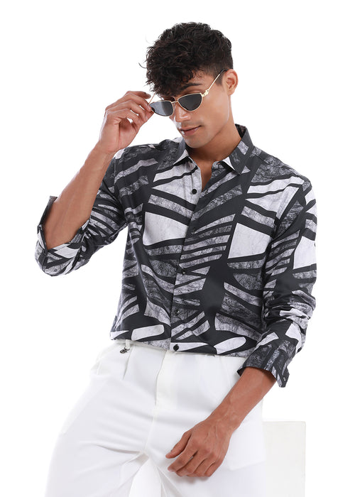 Turbulent Black Printed Shirt