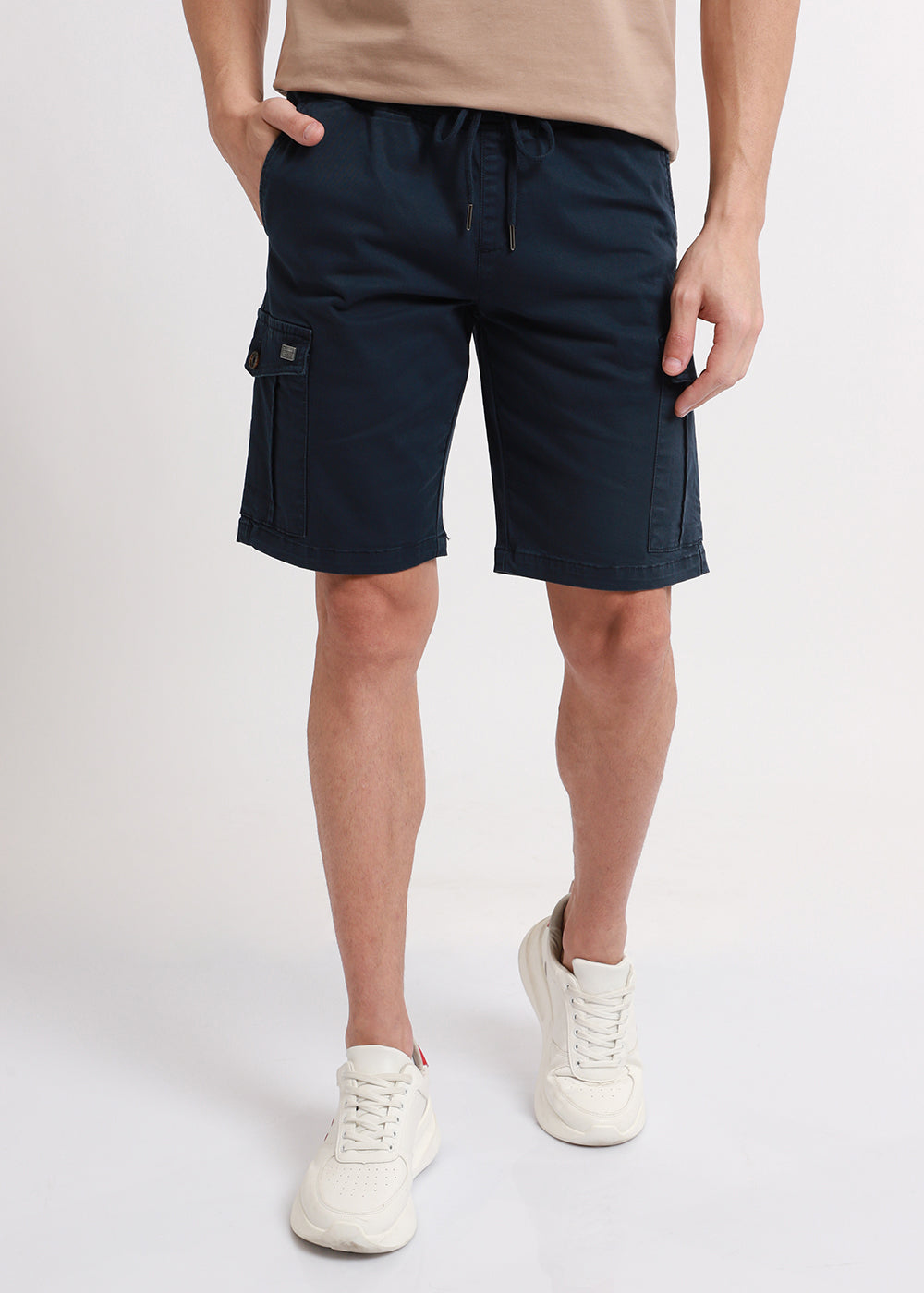 Navy Blue Cotton Cargo Shorts 2