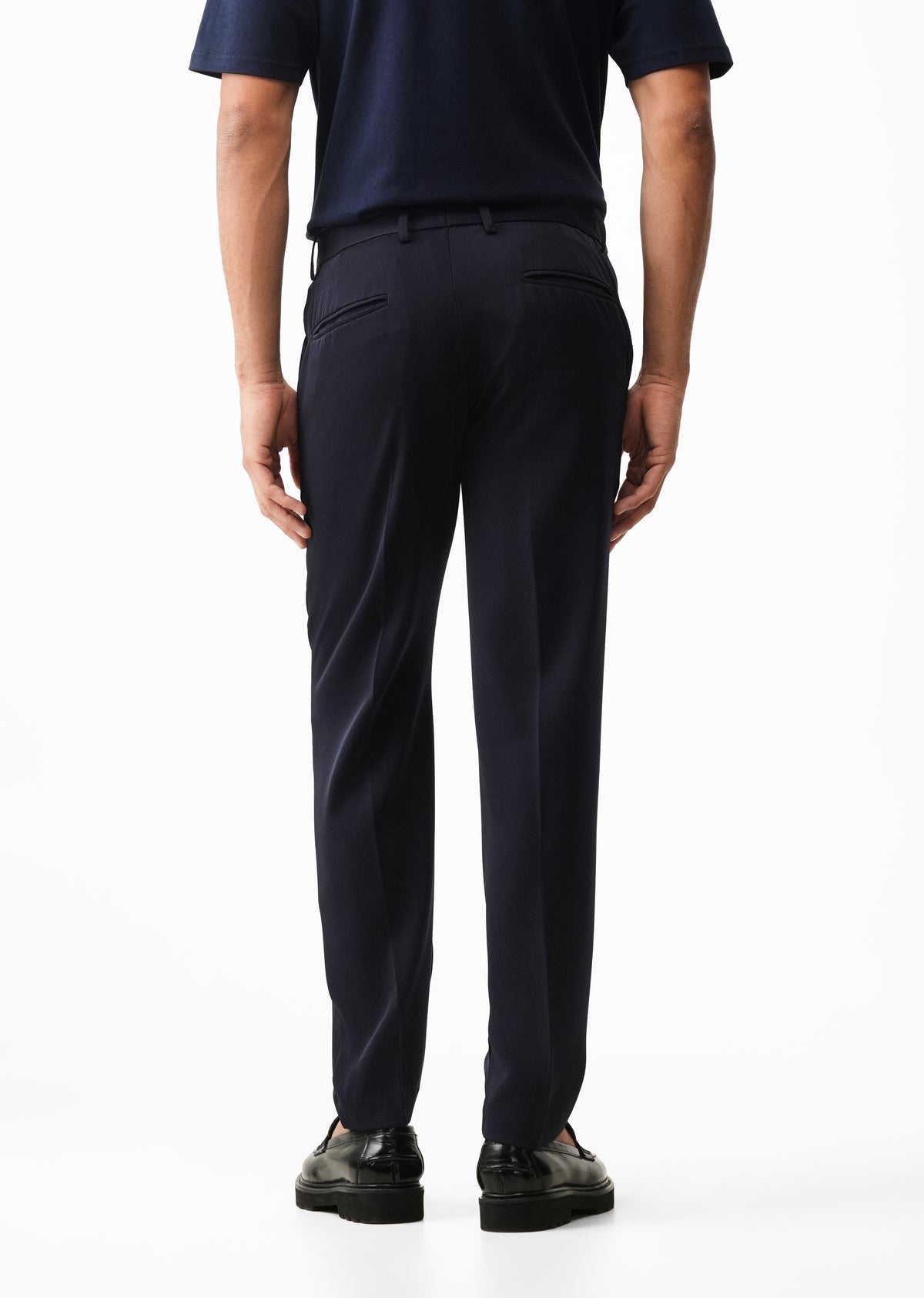 Navy Slim Fit Flex Waist Trousers